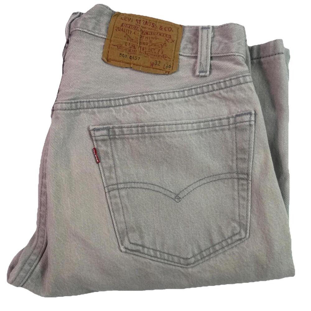 VTG 70’s Levis 501-0657 Gray Button fly Denim Jeans Made in USA Men Size 30X32